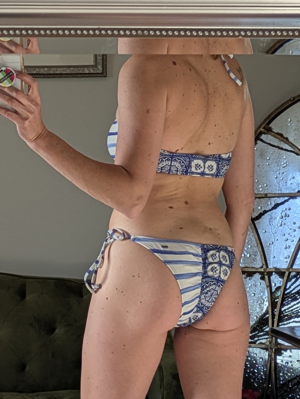 Roxy Bikini Santorini Swimsuit Blue Cheeky Sexy Unique Pattern Size small Vacay - Picture 4 of 8